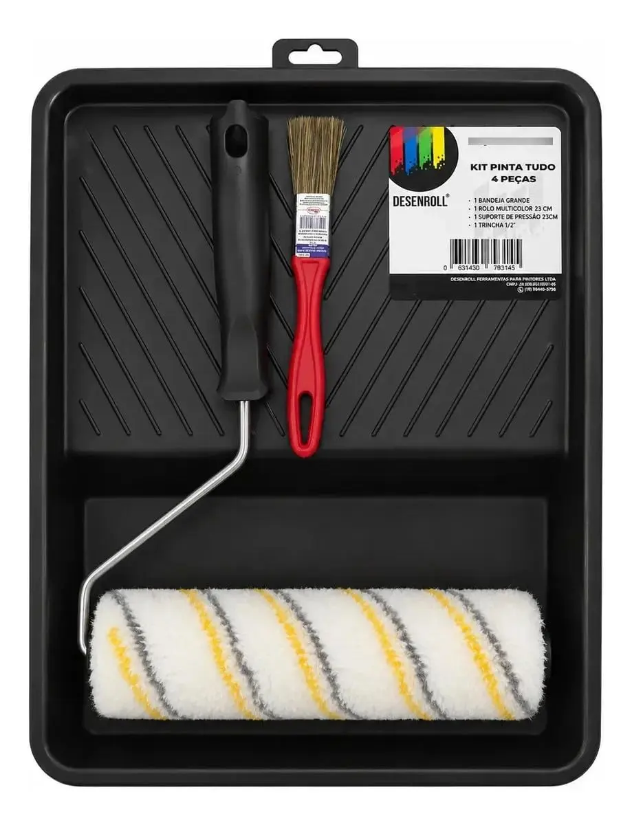 Kit Pintura Anti-gotas Alto Padrão Rolo 23cm E Suporte + 2pçs | Kit ideal para pintura