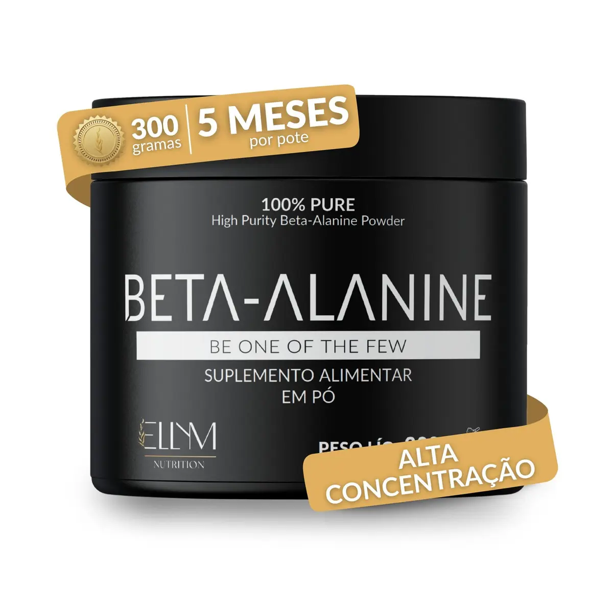 Beta Alanina 100% Pura 300g 150 Doses Aminoácido Pré Treino ELLYM NUTRITION | 2000mg dose 5 meses carnosina resistência performance musculação cross training alta intensidade suplementação esportiva