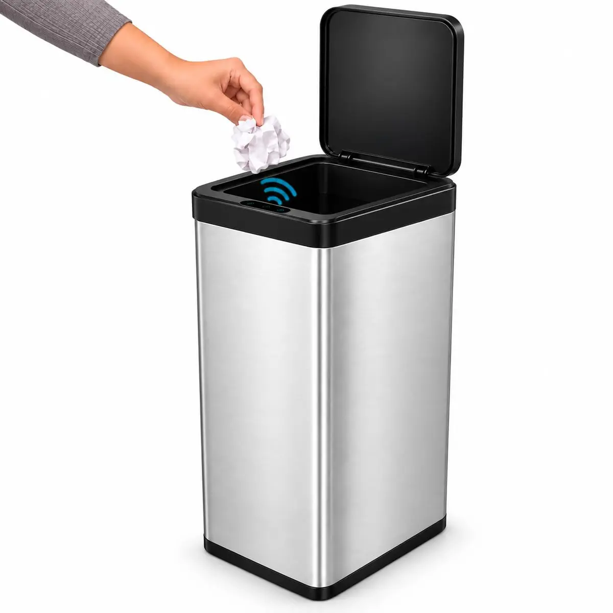 Lixeira Automática 50 Litros Aço Inox Premium com Sensor de Presença Abertura e Fechamento Automático Botão Touch - 1