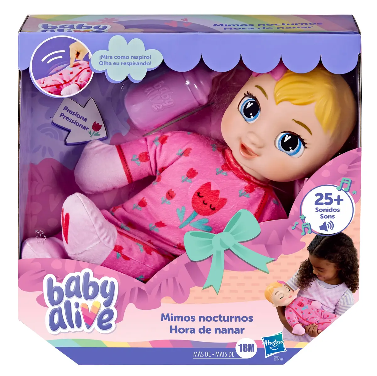 Baby Alive Nighttime Snuggles, cabelos loiros, boneca bebê interativa