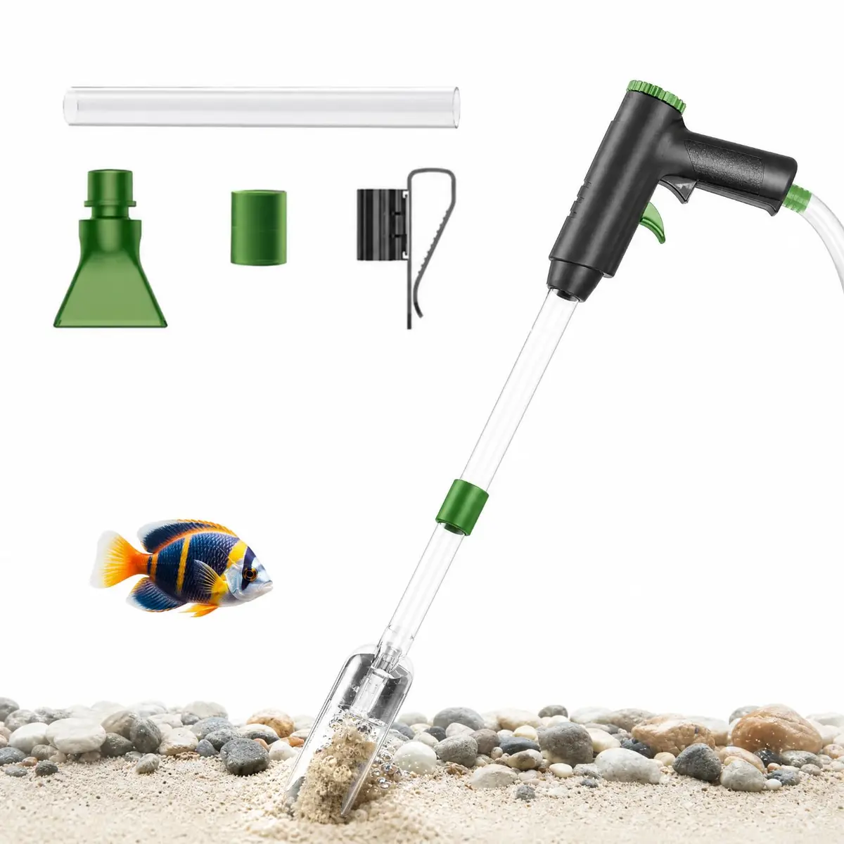 Limpeza de Aquário com Mangueira e Filtro Integrado Sifão Aquario Manual Ajustável Fluxo de Água e Comprimento sifão aquario pequeno aspirador para limpeza de Cascalho e Areia