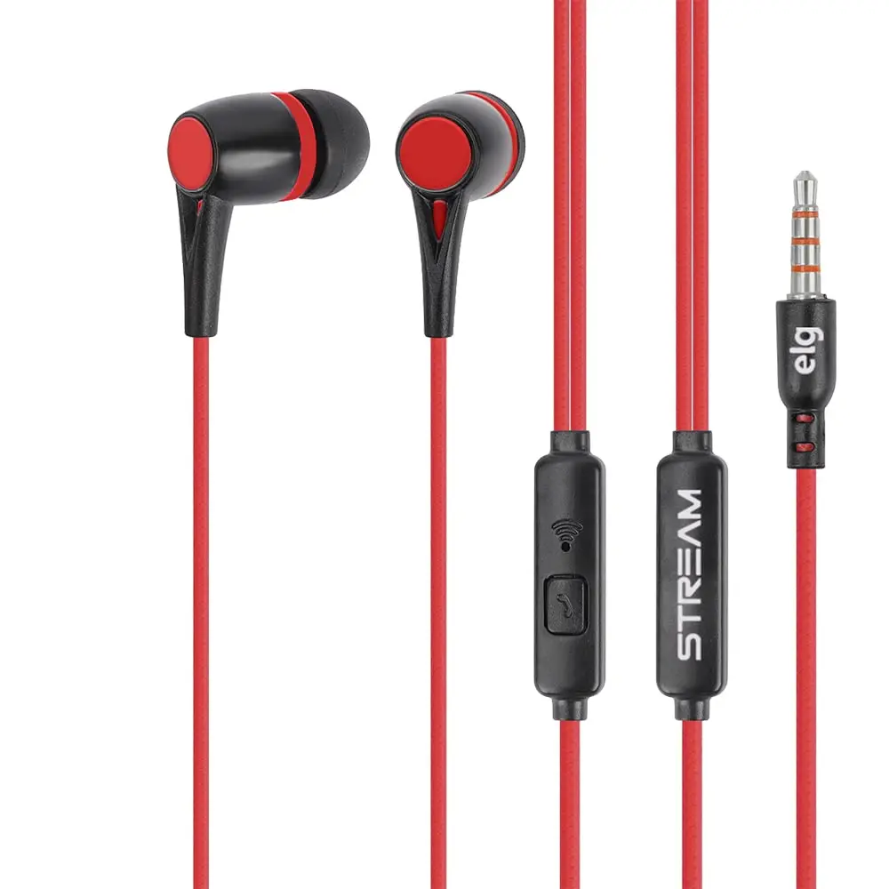 Fone de Ouvido Intra-Auricular com Microfone Graves Marcantes, Sons Cristalinos e de Alta Definição Preto/Vermelho - STR05RB ELG