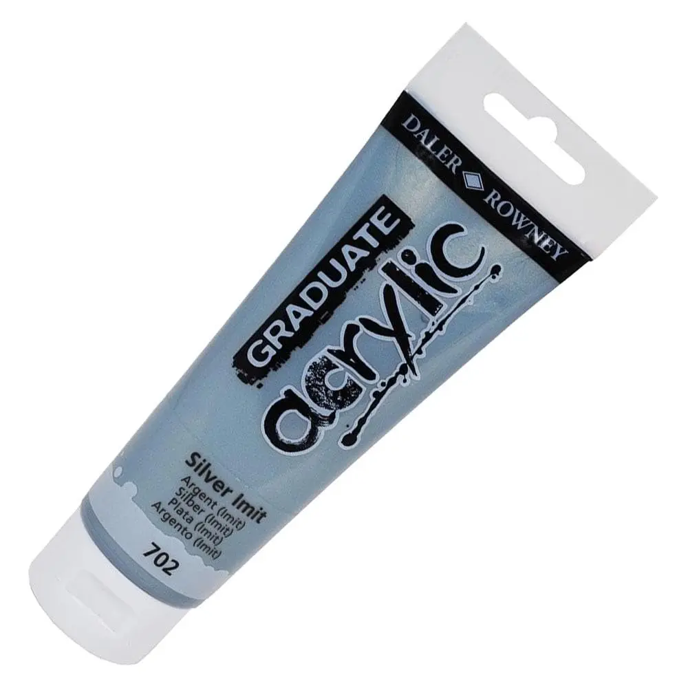 DALER ROWNEY Graduate Acrylic, Tinta Acrilica em Bisnaga de 120ml, Cor Prata (702) - 1