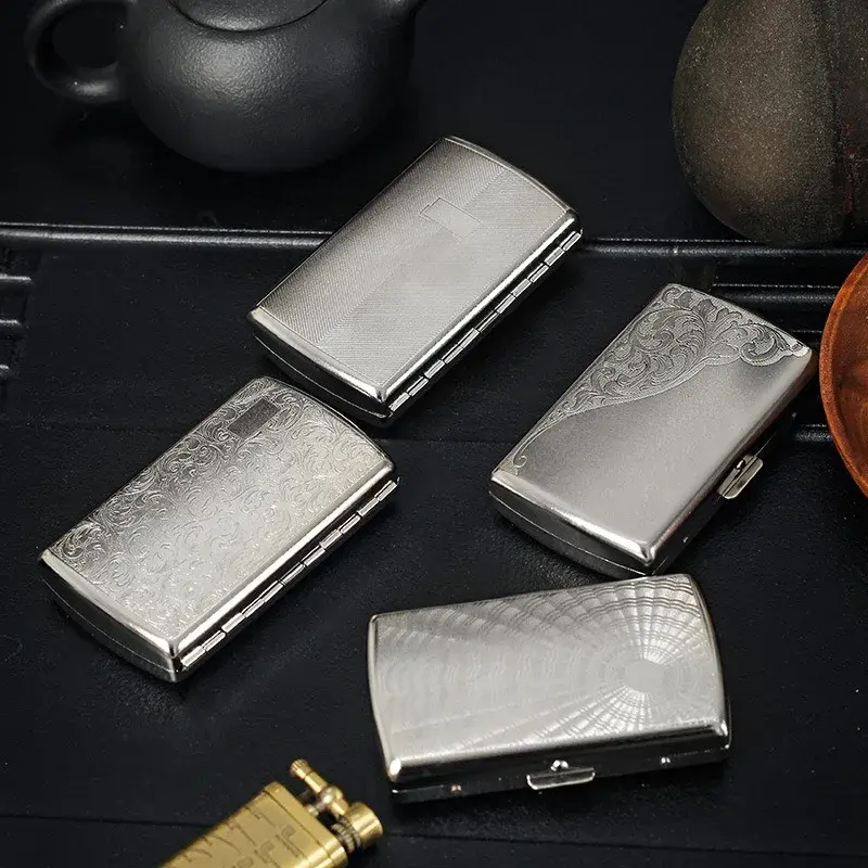 Novo Estojo de Metal para Cigarros (12 Unidades) com Padrão Entalhado, Anti-pressão, Portátil e à Prova de Umidade - 1