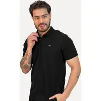 Polo Calvin Klein Masculina Piquet Regular CKJ Bordado Preta - 1