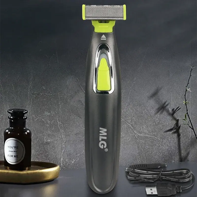Mlg barbeador elétrico para homens e mulheres portátil aparador de corpo inteiro usb em forma de t lâmina para barba axila para lavável