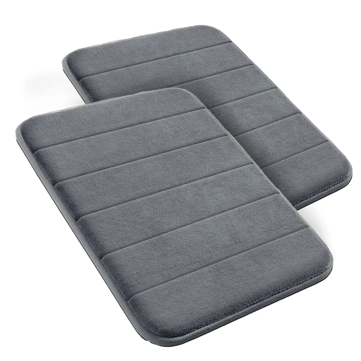 Decolab Kit 2 Tapetes de Banheiro Super Soft Antiderrapantes Cinza-Escuro | Alta absorção, Toque Extra macio e tratamento antimofo. Base emborrachada. 2 peças de 60 x 40 cm Cada.