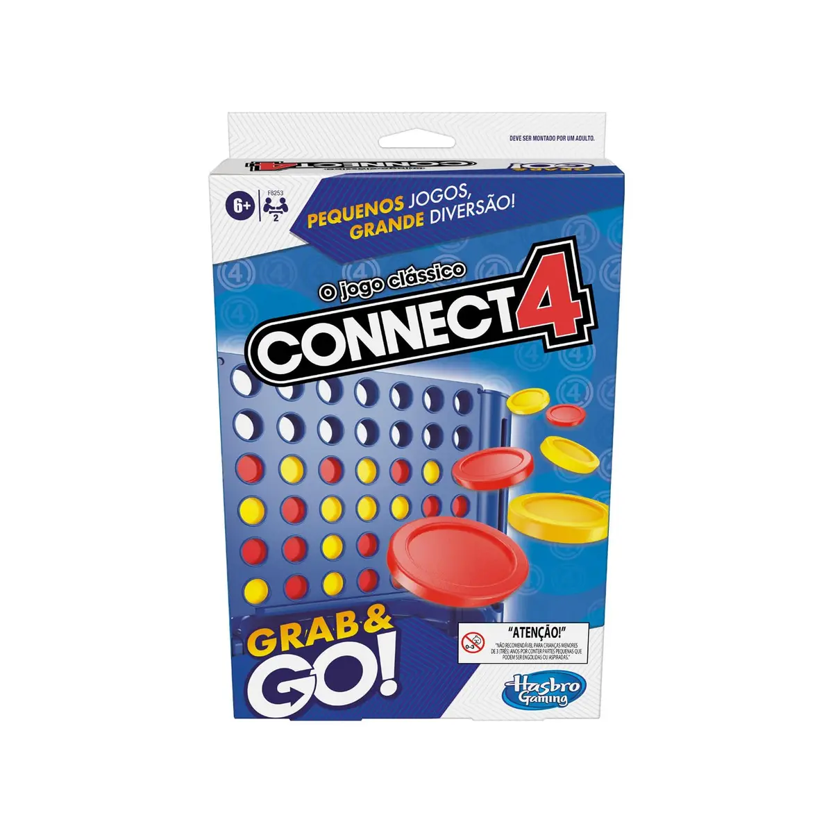 Hasbro Games, Jogo de Tabuleiro Portátil, Connect 4 Grab and Go - Jogo para Crianças, 2 Jogadores - A partir de 6 Anos
