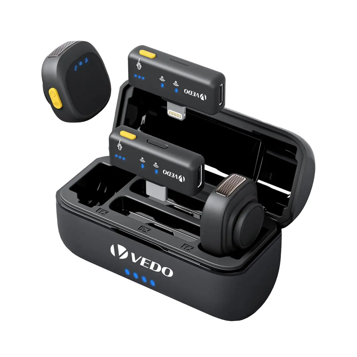 Microfone de Lapela Sem Fio,Conta com bateria de 40 horas de duração, cancelamento de ruído e qualidade de áudio de 48 kHz/16 bits,ideal para gravação de vídeos e vlogging