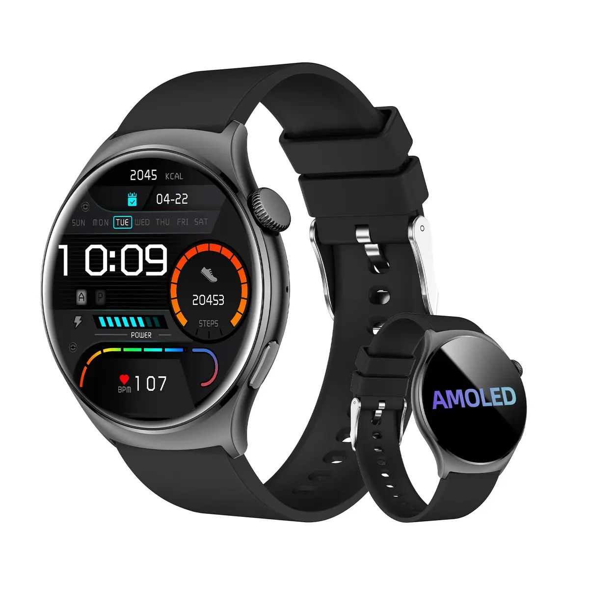 Bettdow Smartwatch feminino Redondo AMOLED 1.43" - Relógio Inteligente com Chamadas Bluetooth, 178+ Modos Esportivos, IP68 à Prova d‘Água, Compatível Android/iOS (preto)