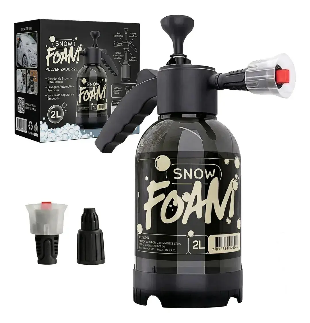 Snow Foam Pulverizador Manual Borrifador Alta Pressão 2 Litros Com 2 Bicos Espuma Automotivo Lavagem Carro Moto Limpeza Jardim - 1