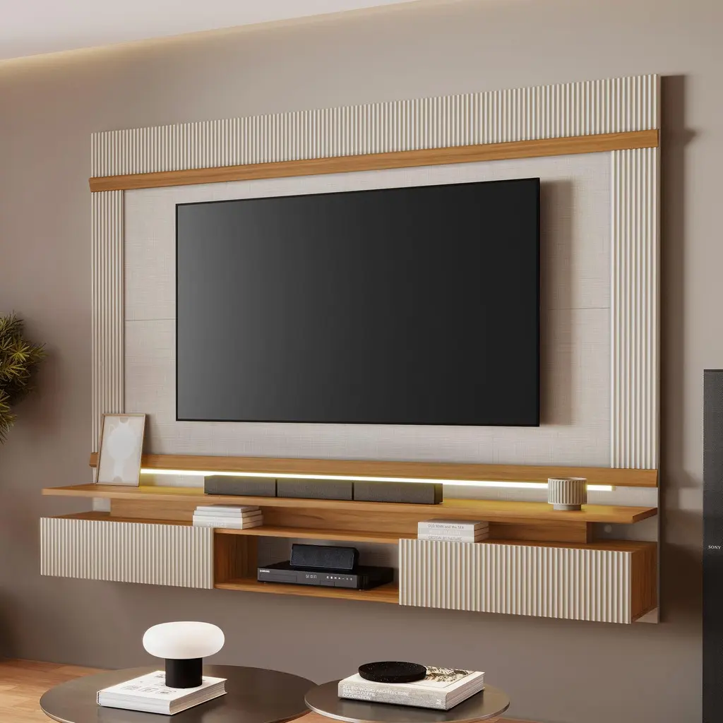 Painel Para Tv Até 75'' NT1370 Off White/Freijó Notável Móveis