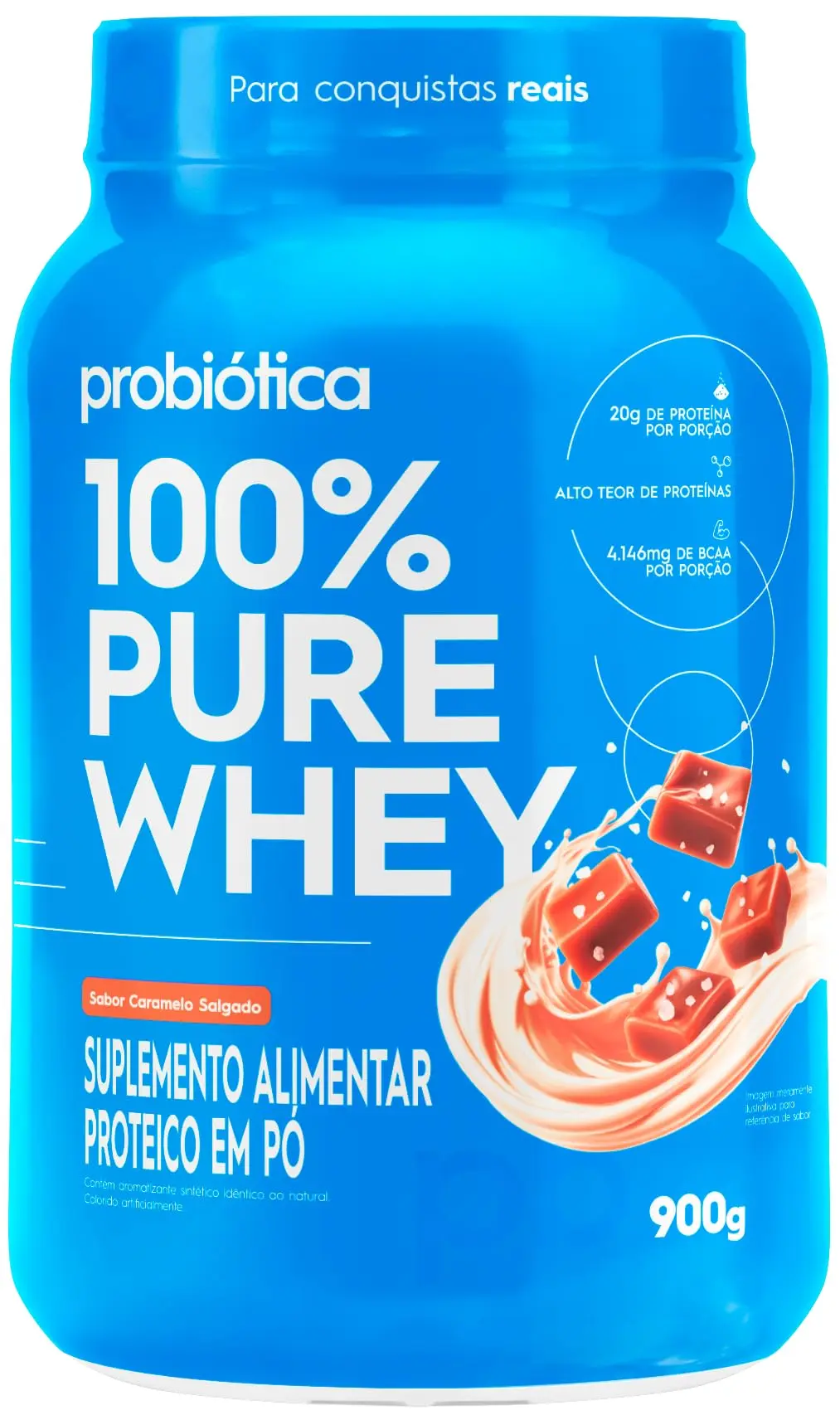 Probiótica 100% Pure Whey Pote (900g) - Caramelo Salgado