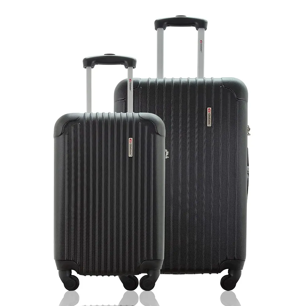 Kit Conjunto 2 Malas de Viagem Bordo 10kg e Média Despachada 23kg Rígida Rodas 360º Cadeado Segredo Gladiador A2PM Preto