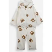 conjunto longo infantil com capuz ursinho off white