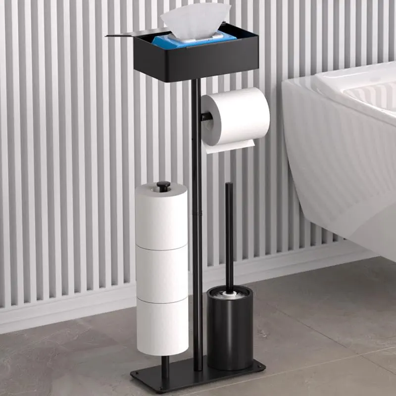 Porta Papel Higienico,Suporte Papel Higienico, Suporte para Papel Higiênico, Papeleira de Chão C/porta Objeto, Porta-papel Higiênico Multifuncional 4 Em 1, Conjunto de Armazenamento