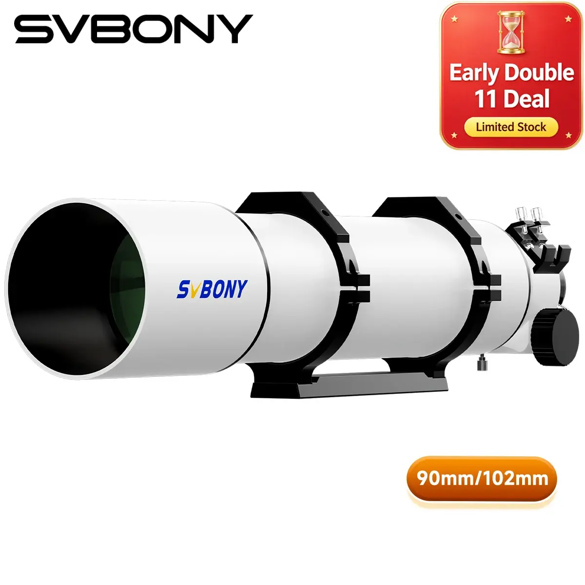 Telescópio astronômico Svbony SV48P 102mm/90mm Abertura OTA telescópio astronómico profissional Refrator Focalizador de Velocidade Dupla luneta profissional para Astrofotografia de Céu Profundo - 1