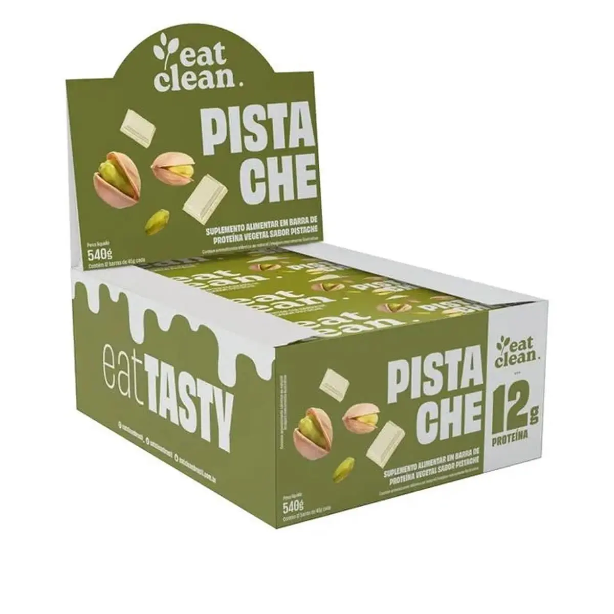 Barrinha de Proteina - 12 Barras 45g Pistache - Eat Clean - 1