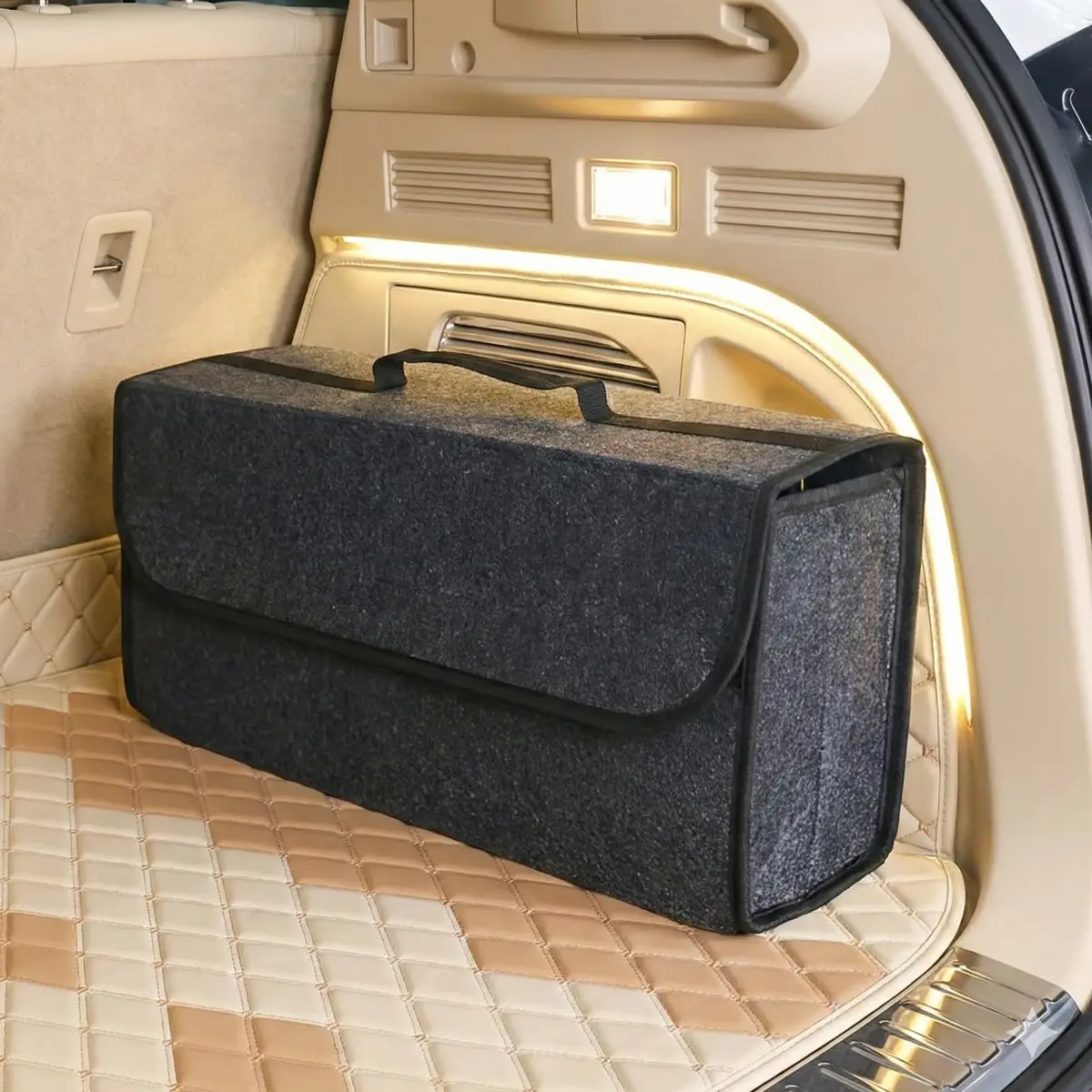 Organizador De Porta-Malas Premium Em Feltro, Dobrável, Com Alça, VARENZIA | Grande Capacidade, Antiderrapante, Dobrável, Portátil, Para Ferramentas E Viagens, Cinza - 1