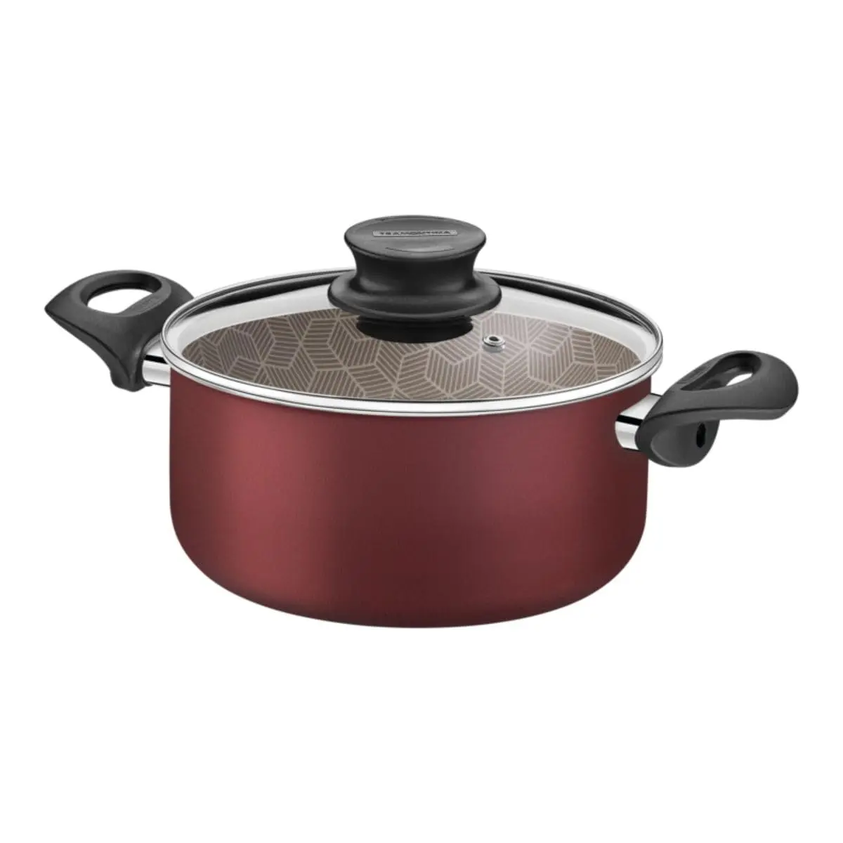 Caçarola Tramontina Paris em Alumínio com Revestimento Interno e Externo em Antiaderente Starflon Max Vermelho com Tampa de Vidro 26 cm 6,3 L - 1