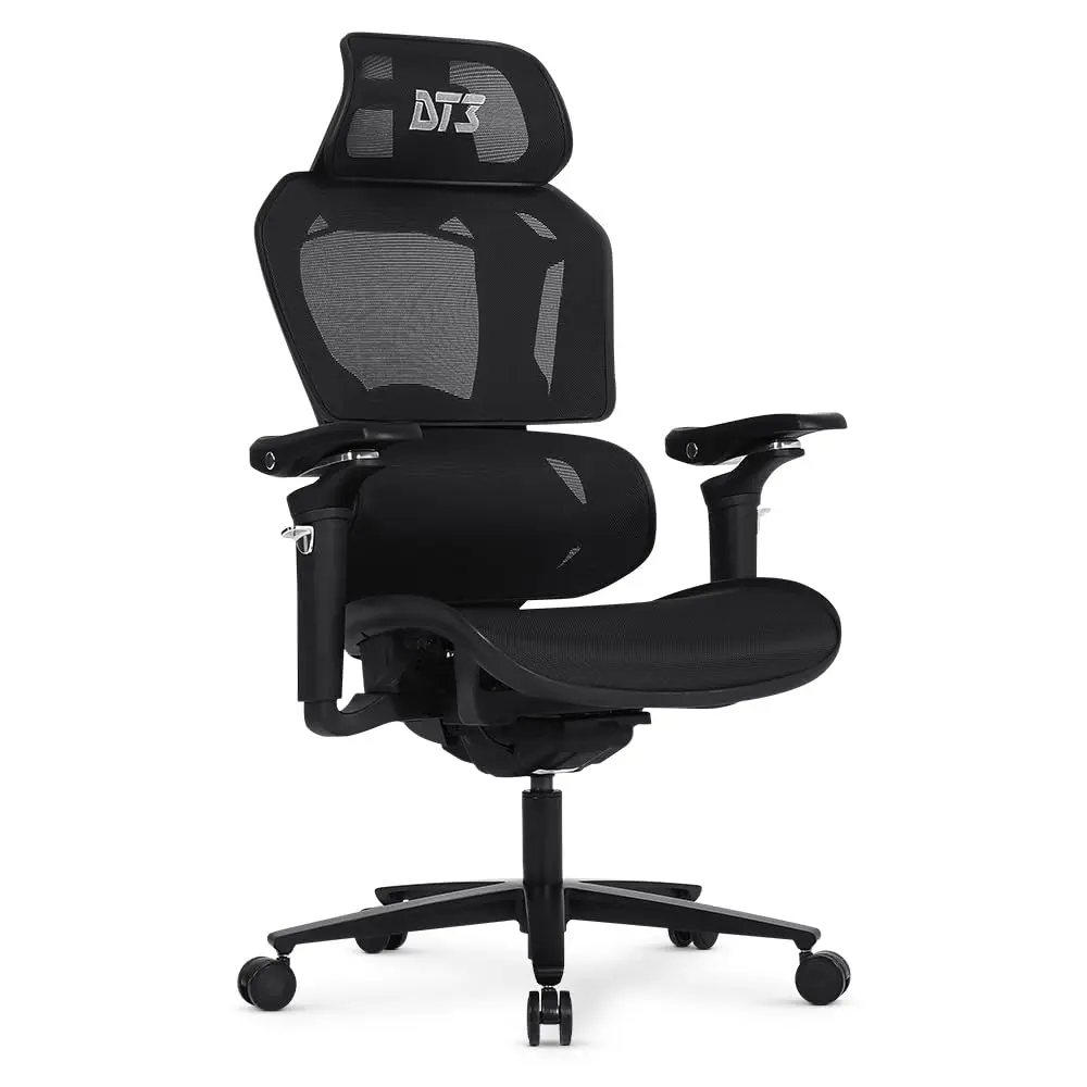 Cadeira Gamer DT3 Chrono,ergonomica com revestimento Mesh Vintex-C™,apoio de cabeça 2D,braços 5D+rotação 360º,apoio lombar AWS,suporta até 130kg,altura máx.de 1,85m (Apple Gold)