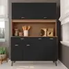 Armário Kit De Cozinha Emily 120cm Carvalho/preto - Móveis Arapongas - 1
