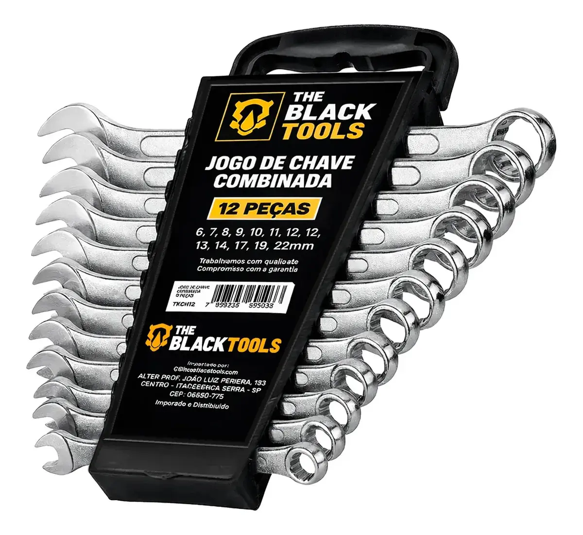Jogo De Chave Boca E Estrela Combinada 12 Pçs Aço 6-22 Mm Cromada Profissional Tkch12 The Black Tools - 1