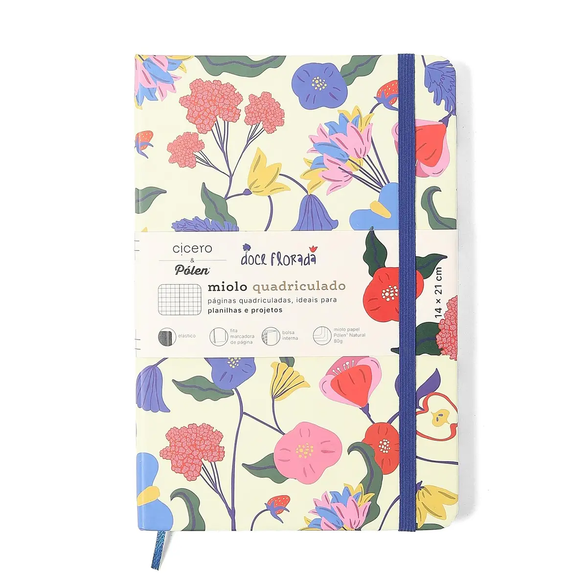 Caderneta Ciceros Doce Florada Quadriculado 14X21 Off White - 2025 - Planner - 1