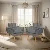 Kit 2 Poltronas Decorativas Alice Cadeira Suede Cinza Oferta - 1