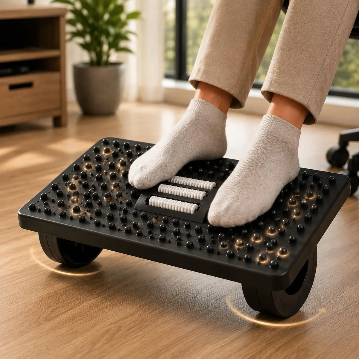 Apoio Para Pés Ergonômico Com Massageador Descanso Resistente Escritório Premium