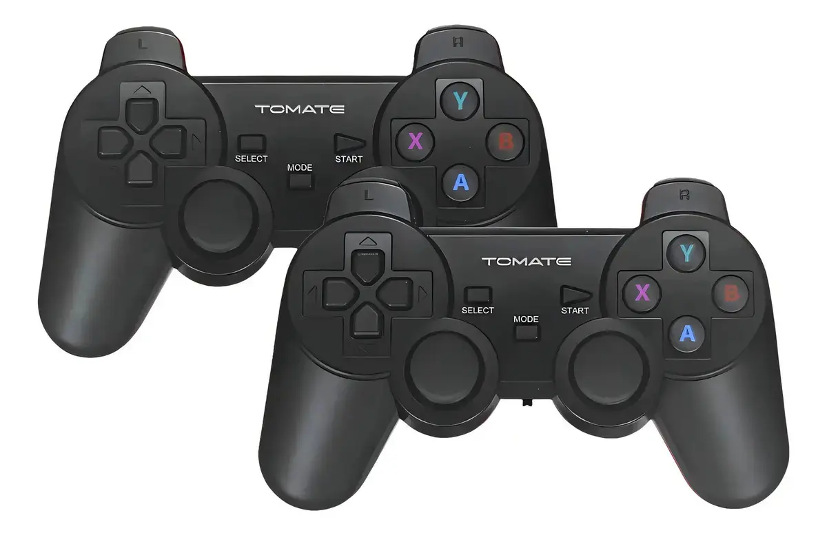 2 Controles Sem Fio Tomate Plug & Play Ideal Para Emulador Cor Preto
