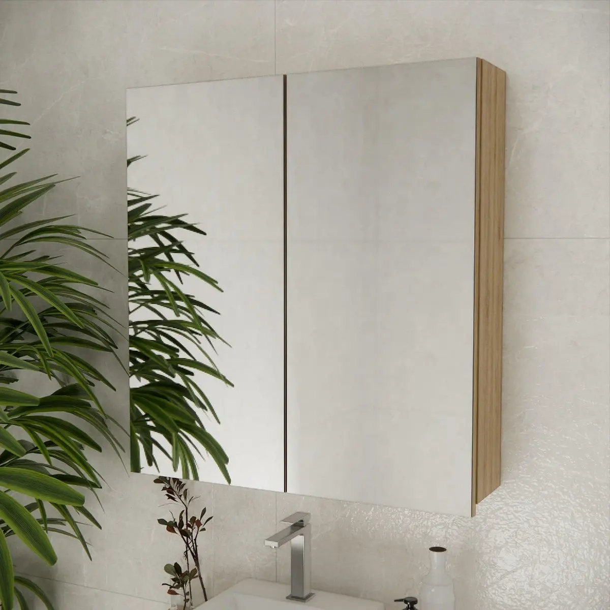 Espelheira de Banheiro 75cm Esp4010 Nature Carvalho