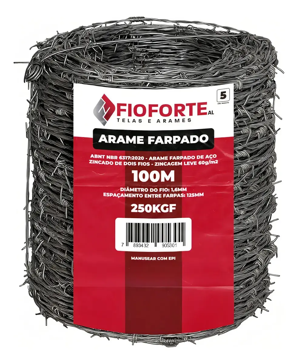 Arame Farpado Fioforte Segura Boi 1.6mm 100m Galvanizado