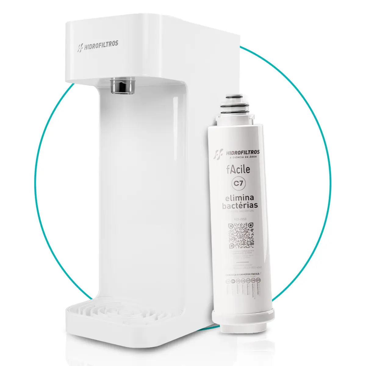 Hidrofiltros - Purificador de Água Facile com Refil C7 Elimina 99,9% das Bactérias Cor Branco Hidrofiltros - 1
