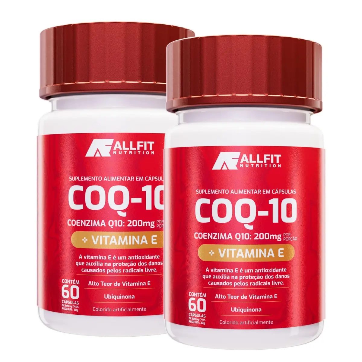 Coenzima Coq Q10 200mg Pura com Vitamina E, 60 cápsulas - All Fit Nutrition (120 Cápsulas (Pacote de 2)) - 1