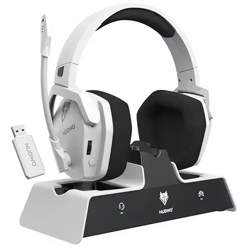 Fone de ouvido para jogos sem fio NUBWO G06 Pro com estação de carregamento para fone de ouvido e controlador PS5 17ms drivers dinâmicos de baixa latência de 50 mm - 1