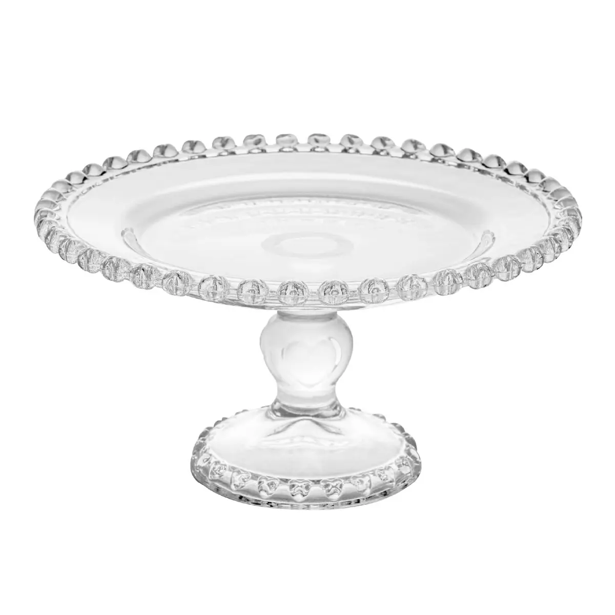 LYOR Prato Com Pé de Cristal Coração Transparente Chumbo 19,5cm - Mesa Posta - Itens Para Casa - Boleira - Utensílios de Cozinha - Enxoval - Casamento - Decoração