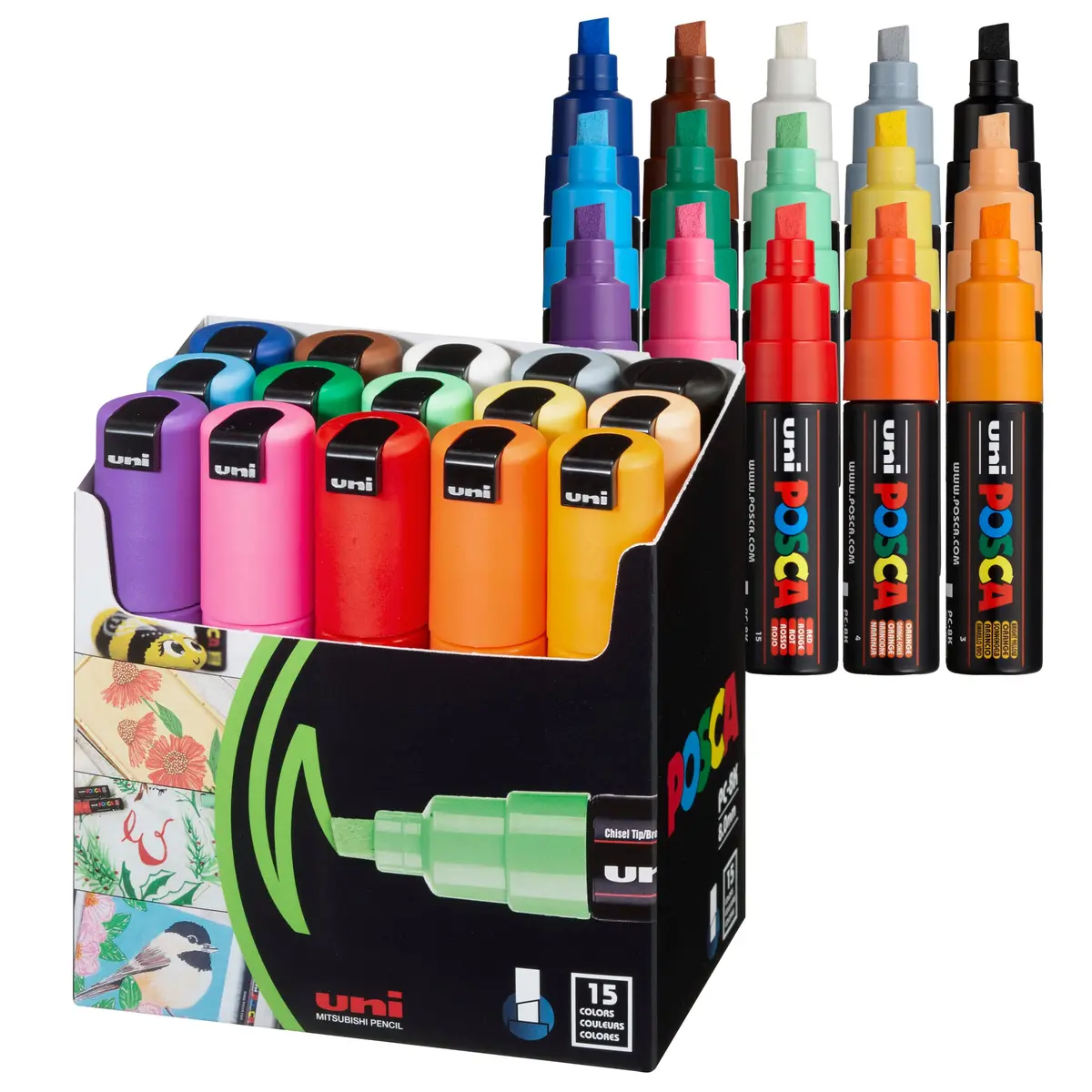 Mitsubishi Pencil Co., Ltd. Uni-POSCA PC8K15C Caneta marcador de tinta conjunto de 15 pontos em negrito (importação do Japão) - 1