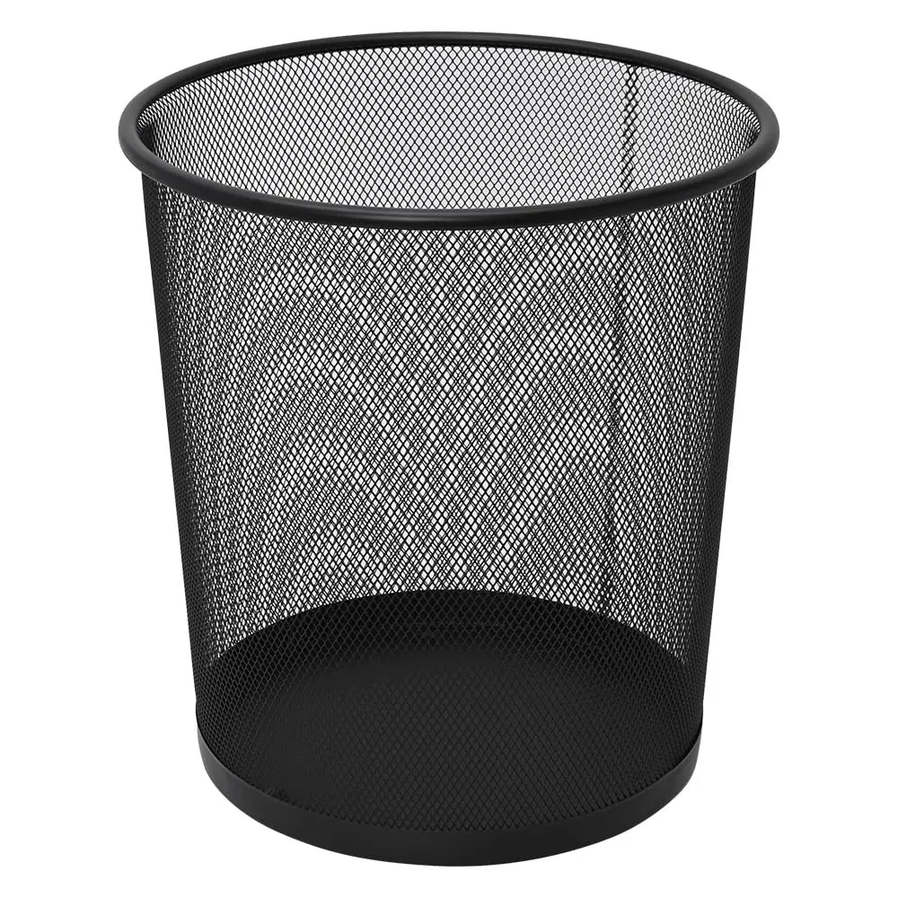 Mimo Style Lixeira para Escritório Tela Black, 26x28cm de Metal, Cor Preto Cesto com Grade de Metal Ideal para Escritórios e Quartos, Descarte Papeis e Embalagens Facilmente, Com Capacidade para 12L