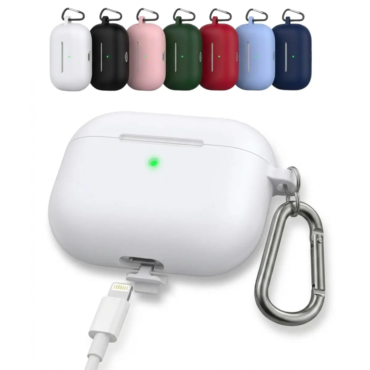 Case Compatível com AirPods Pro 3 (2025) – Carregamento Sem Fio Sem Remover a Capa, Proteção Dupla Contra Quedas e Mosquetão Incluso (Branco)