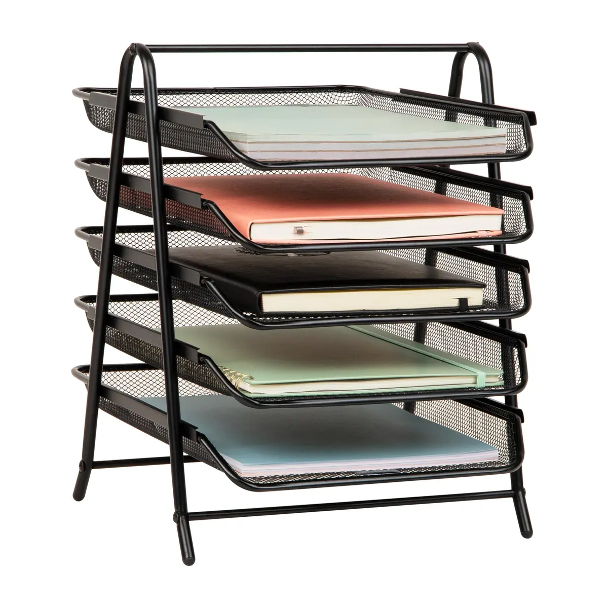 Organizador de mesa Mind Reader com 5 bandejas deslizantes para cartas, documentos, correio, arquivos, papéis, preto