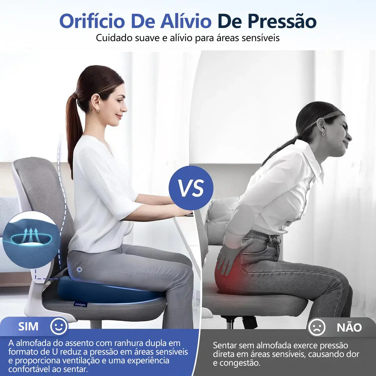 Almofada Assento Ortopédica De Hemorroida Para Cóccix Cadeira De Rodas Ergonômico Alivio Dores thumbnail 3