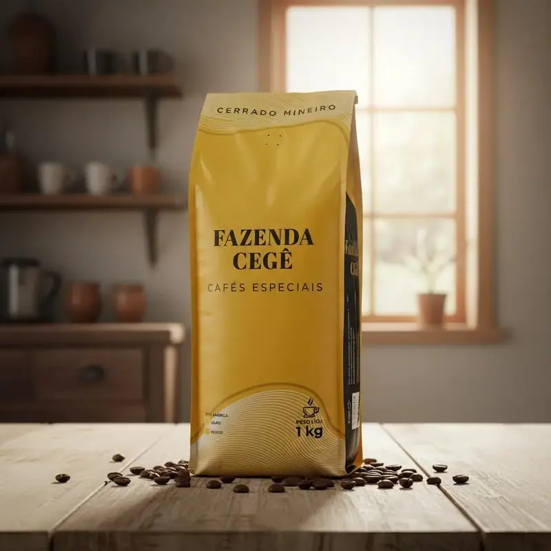 Café Especial 100% Arábica em Grãos Torra Média 1kg - Notas de Chocolate, Cerrado Mineiro, 83+ Pontos SCA - Fazenda CEGÊ