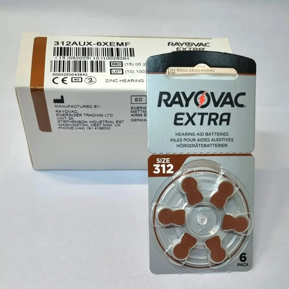 Rayovac Extra Advanced 312 pilha botão 6 unidades
