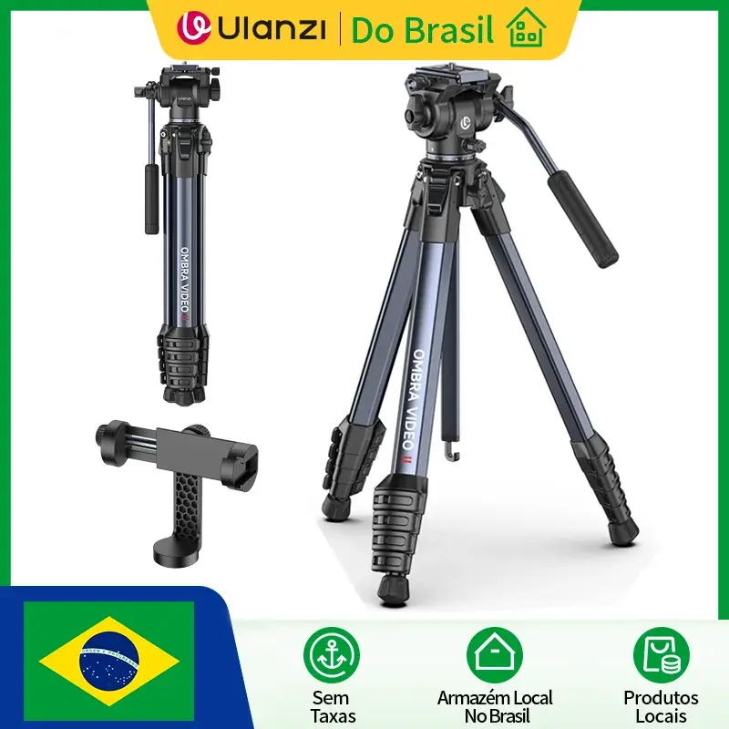 Ulanzi OMBRA VIDEO II 1.57M Tripé de câmera de viagem profissional de liberação rápida com suporte de cabeça esférica panorâmica 360 Tiro de baixo ângulo - 1