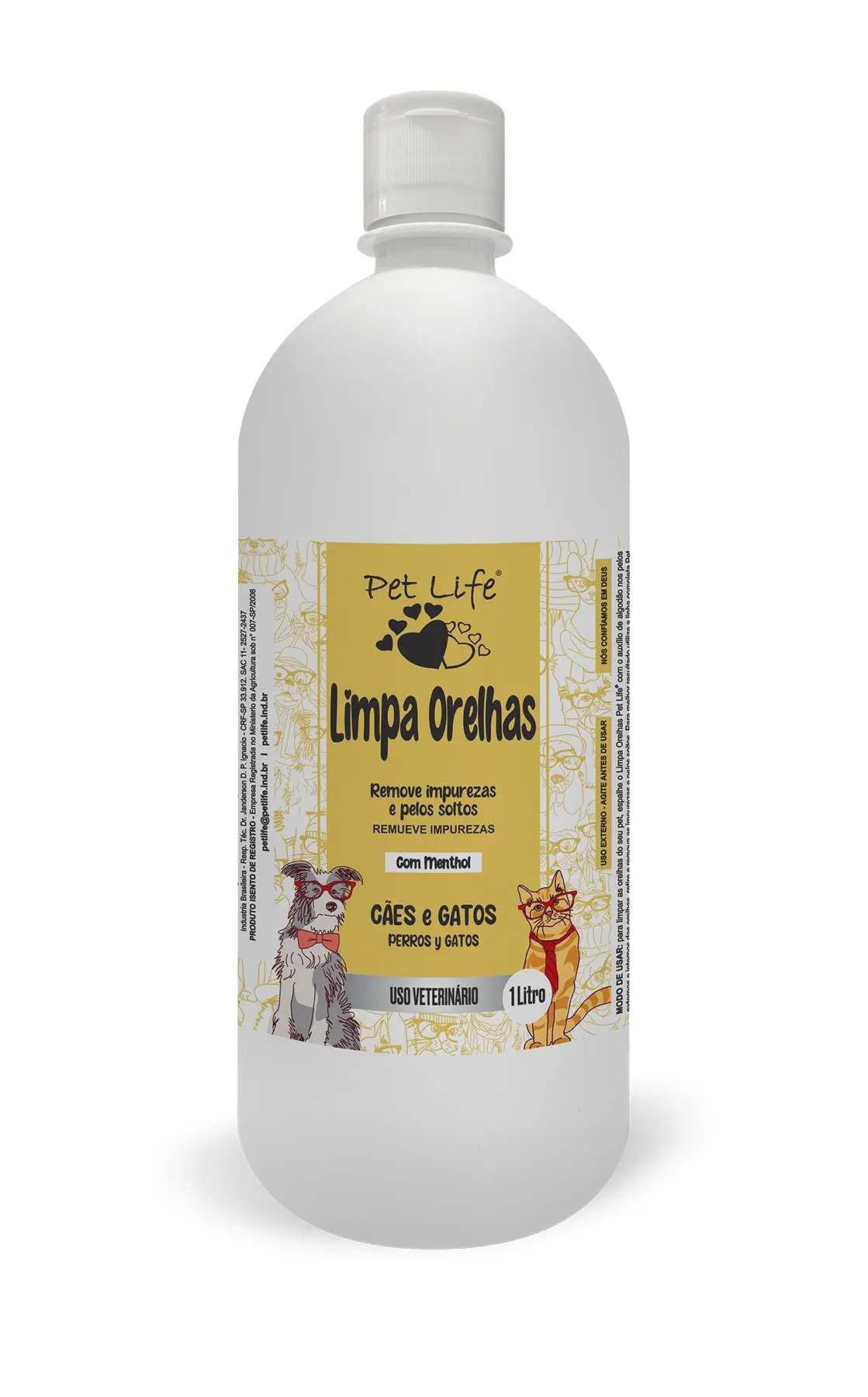 Loção Limpa Orelhas Pet Life Cães e Gatos 1 Litro