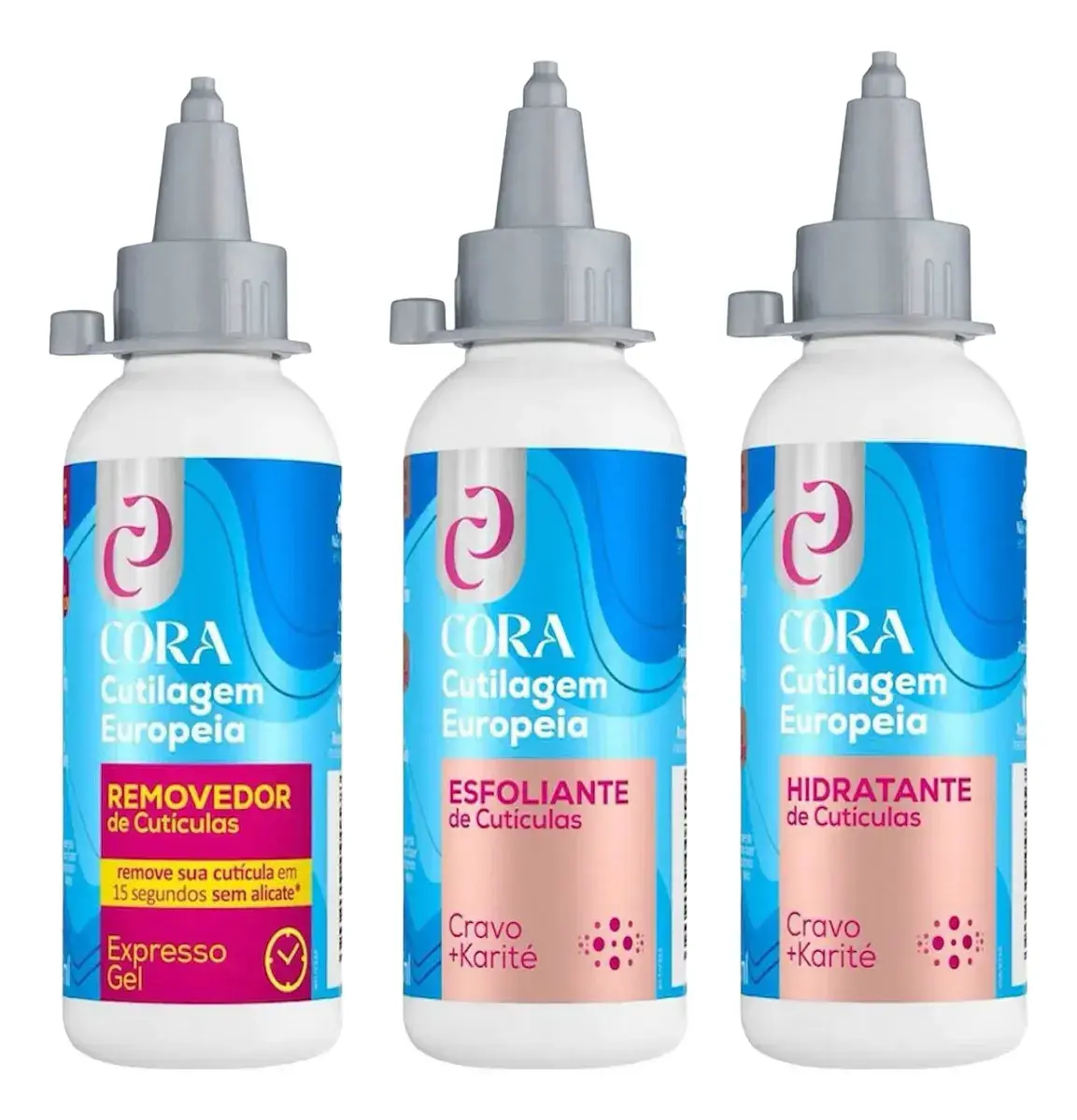 Kit Cutilagem Europeia Cora Remove Cuticula Sem Alicate Profissional