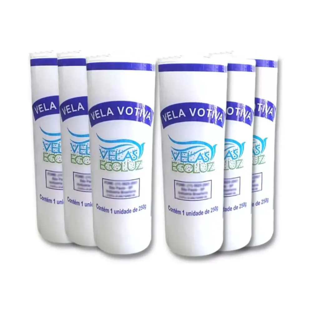 PACOTE COM 5 VELAS VOTIVA DE 7 DIAS 250G PARAFINA PURA - VELAS DE ALTA DURABILIDADE (BRANCA)