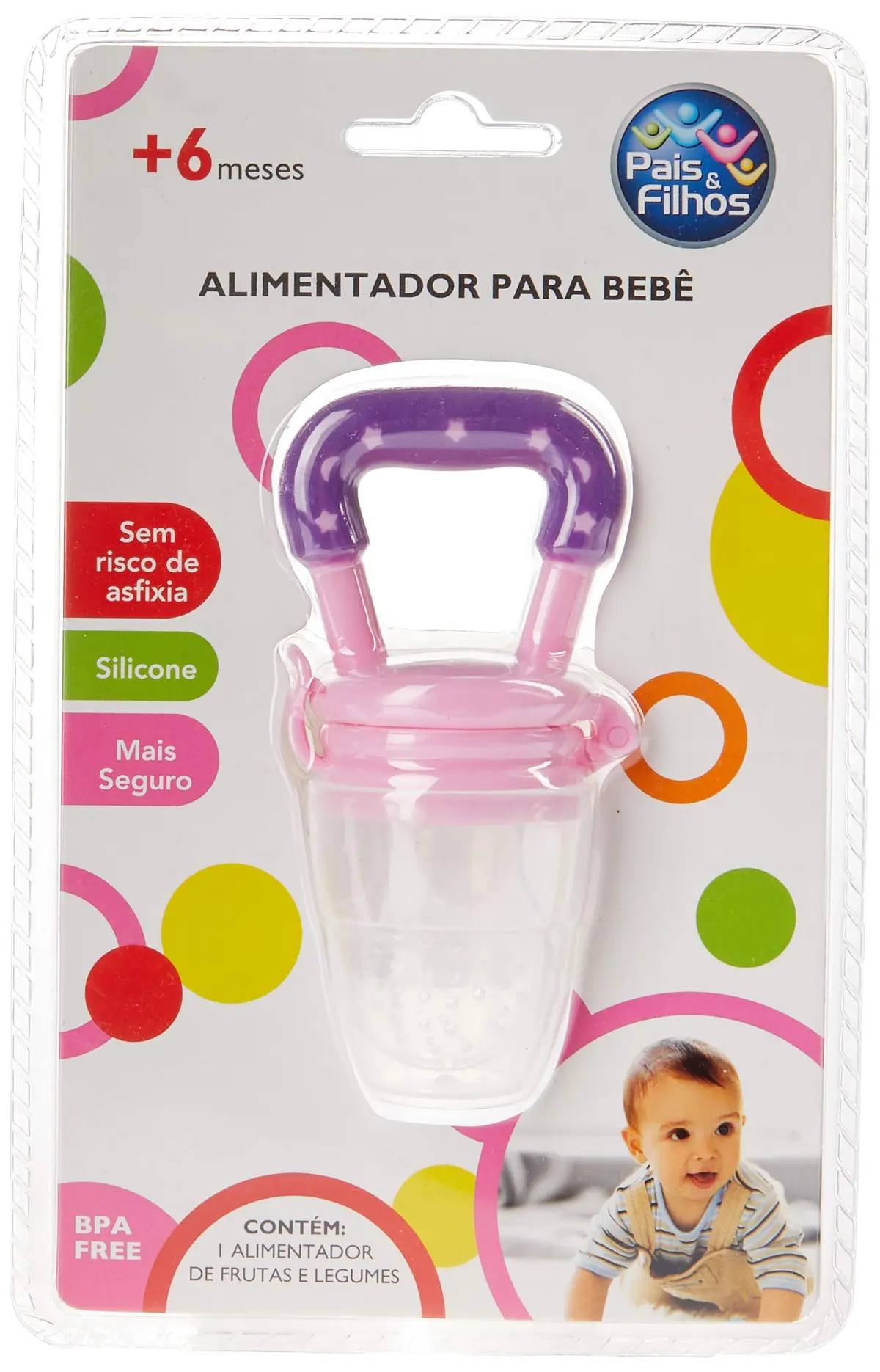 Alimentador de Silicone para Bebê Pais e Filhos, Rosa