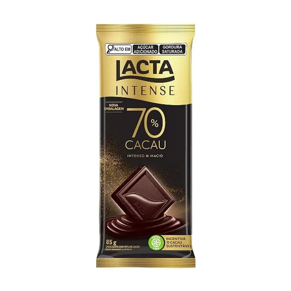 Chocolate 70% Cacau Lacta Intense Caixa com 17 unid de 85g